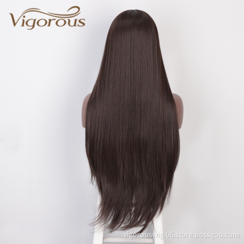 High Quality Brown Long With Bangs Ombre Heat Resistant Wholesale Cheap Cosplay For Black Women Wigs Synthetic Hair